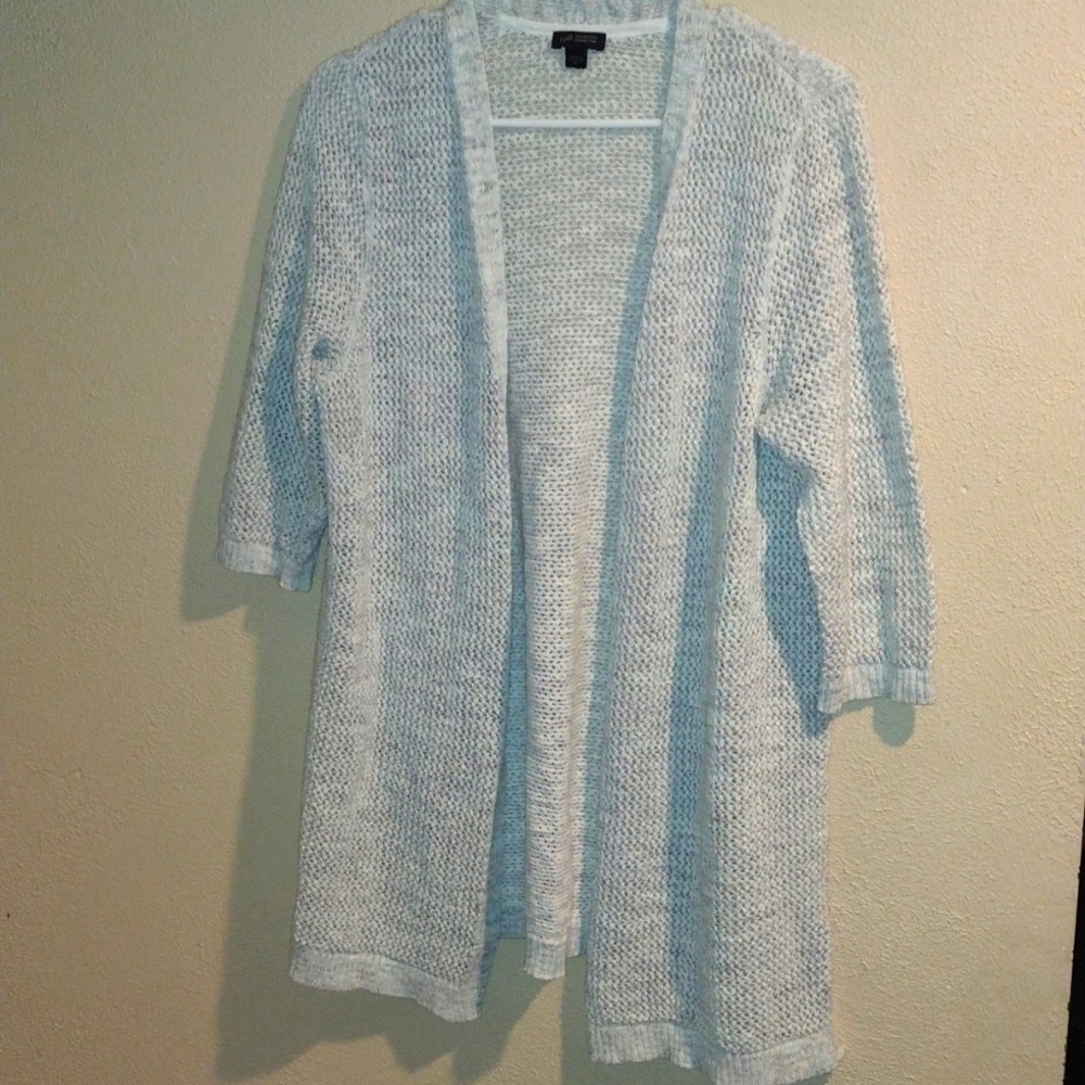 J Jill Wearever Collection Lose Knit 3/4 Sleeves Cardigan Cotton Blend S…